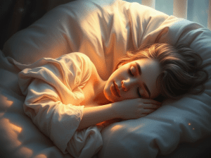 Illustration représentant un sommeil profond et paisible, symbolisant les effets des suggestions d’autohypnose pour améliorer la qualité du sommeil.