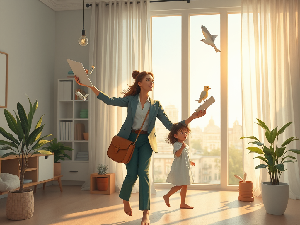 Entrepreneuse équilibrant vie privée et vie professionnelle.