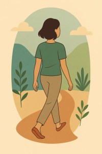 Personnage marchant en conscience, illustrant la marche alternée.